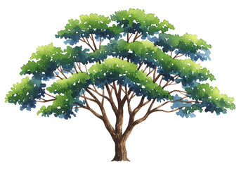 Isolated Illustration of Green Leaf Tree with Transparent Background