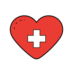 Obraz premium Red Heart with Medical Cross: Symbol of Healthcare and Love