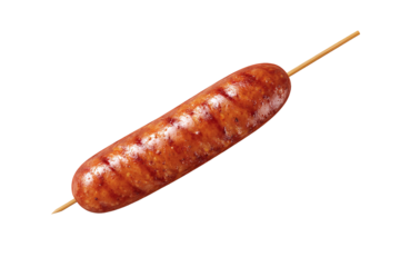 Grilled Sausage on a Stick isolated on white transparent background