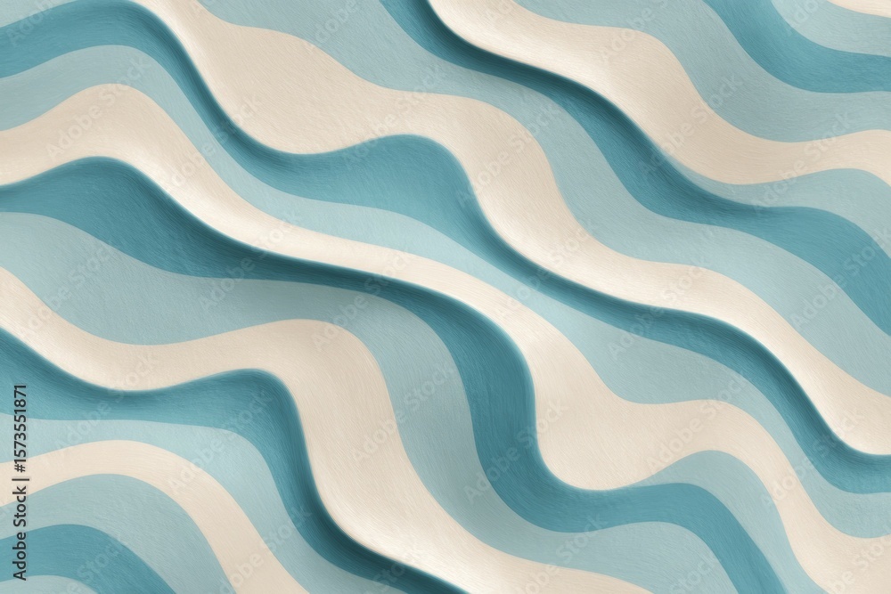 Poster abstract blue and white wavy pattern with three-dimensional effect