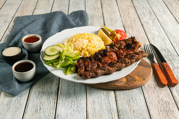 Skewers With Rice & Fresh Veggies