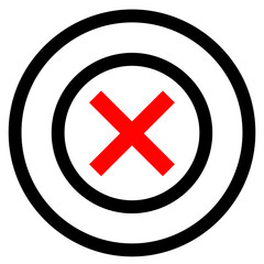 Obraz premium Red X Mark Icon Black Circle Bold Outline Simple Design