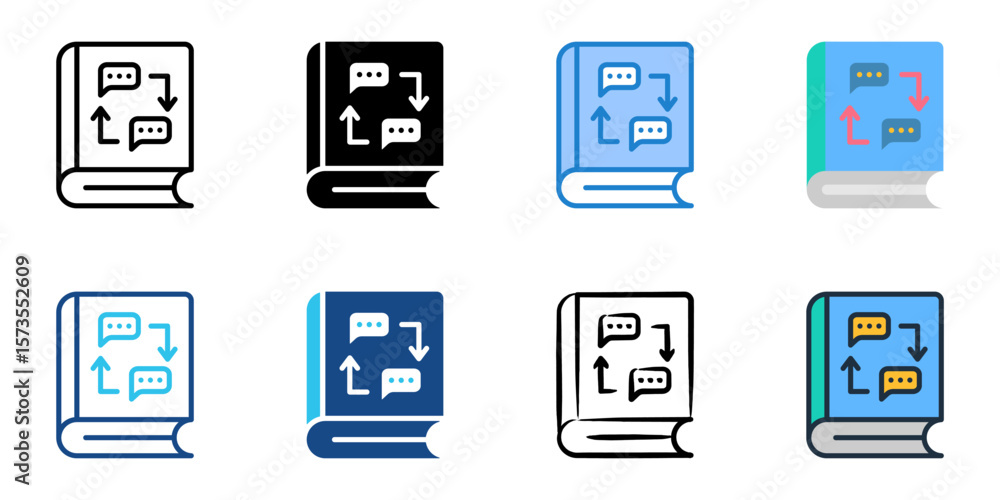 Aufkleber dictionary icon set multiple style collection