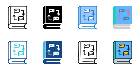 Dictionary icon set multiple style collection 
