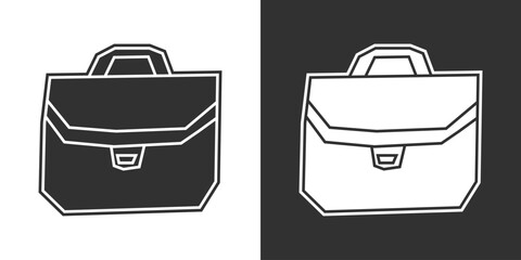 Briefcase Icon in Black Filled and White Filled Cutout Style