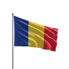 3d Render of Romanian Flag Waving with Blue Yellow and Red Colors
