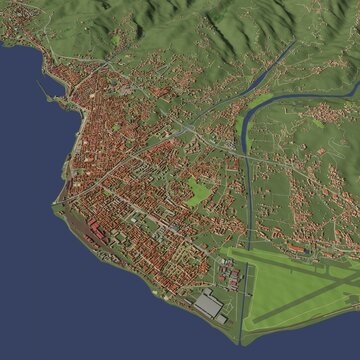 3D illustration of city and urban in Reggio Calabria Italy