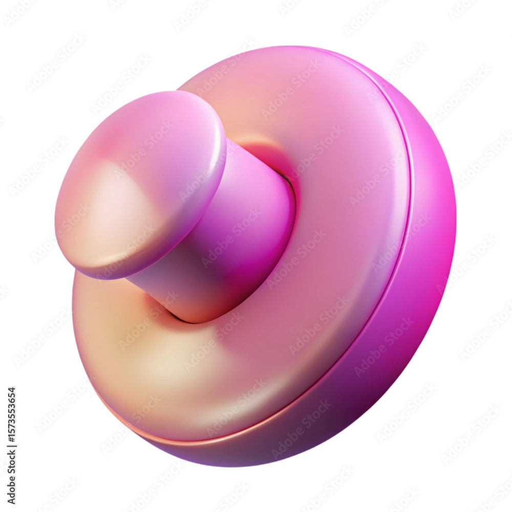 Poster artistic 3d render of a glossy pink pushpin isolated on a solid black background