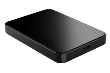 A black device with a white background
