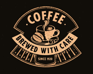colorful vector illustration of a vintage emblem coffee logo