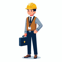 vector full body image of a male worker