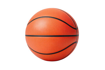A basketball with a black rim and orange surface