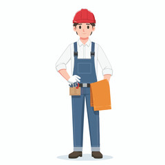 vector full body image of a male worker