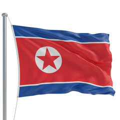 Illustration of National Flag of North Korea Waving in Transparency