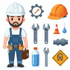 vector full body image of a male worker