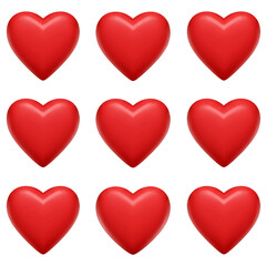 Illustration Of Nine Red Hearts With Transparent Background For Valentines