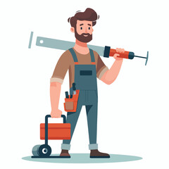 vector full body image of a male worker