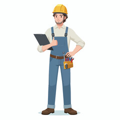 vector full body image of a male worker