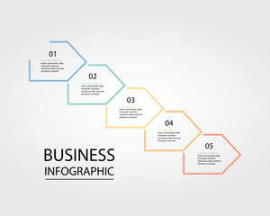 Business Infographic modern design template for banners and infographics for 5 arrow step 
