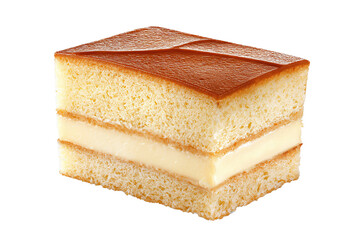 slice of sponge cake isolated white on transparent background