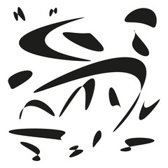 Abstract fluid shapes. Bold black forms. Organic splash Vector. Minimal chaos.