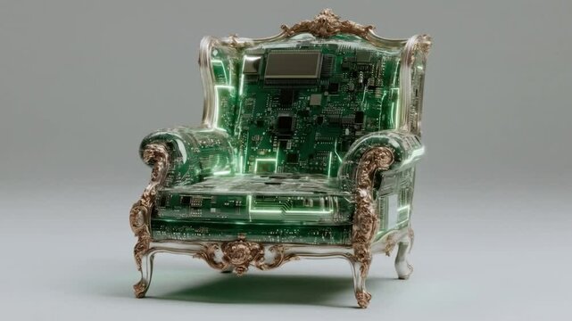 Futuristic Rococo Armchair: A blend of antique elegance and modern technology