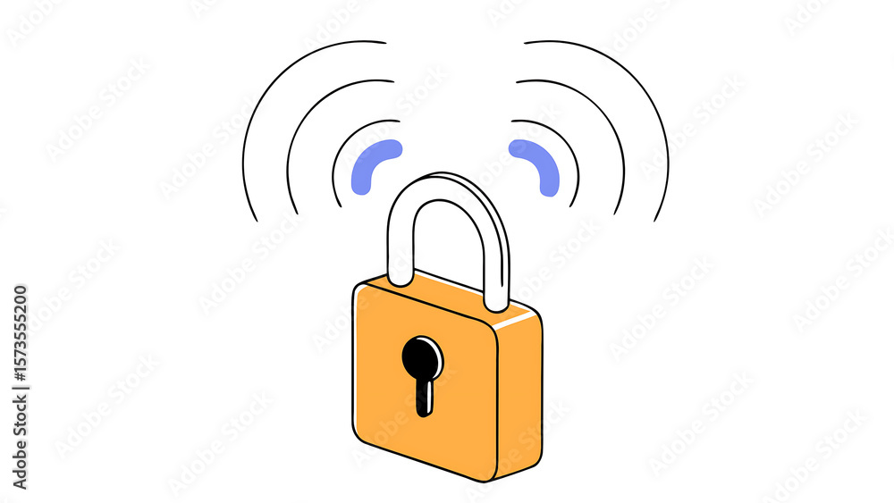 Poster 3d yellow unlock padlock data protection and security concept open golden lock privacy and encryptio