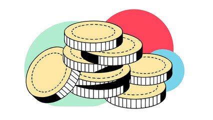 3d golden stack coins money and finance concept cartoon creative design icon 3d vector object 93846011 1