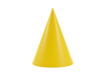 3d Render of Yellow Cone Shape on Transparent Background Geometric Design