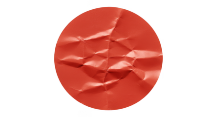 Red Crumpled Circle Paper Texture Isolated Background Abstract Design