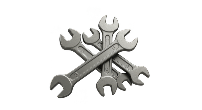 Isolated Illustration Of Silver Wrench Tool For Repair On Transparent
