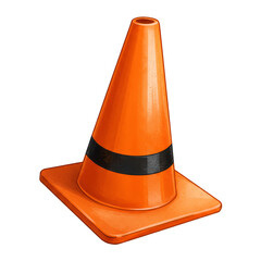 Illustration of Orange Traffic Cone Road Safety Cone with Transparent Background