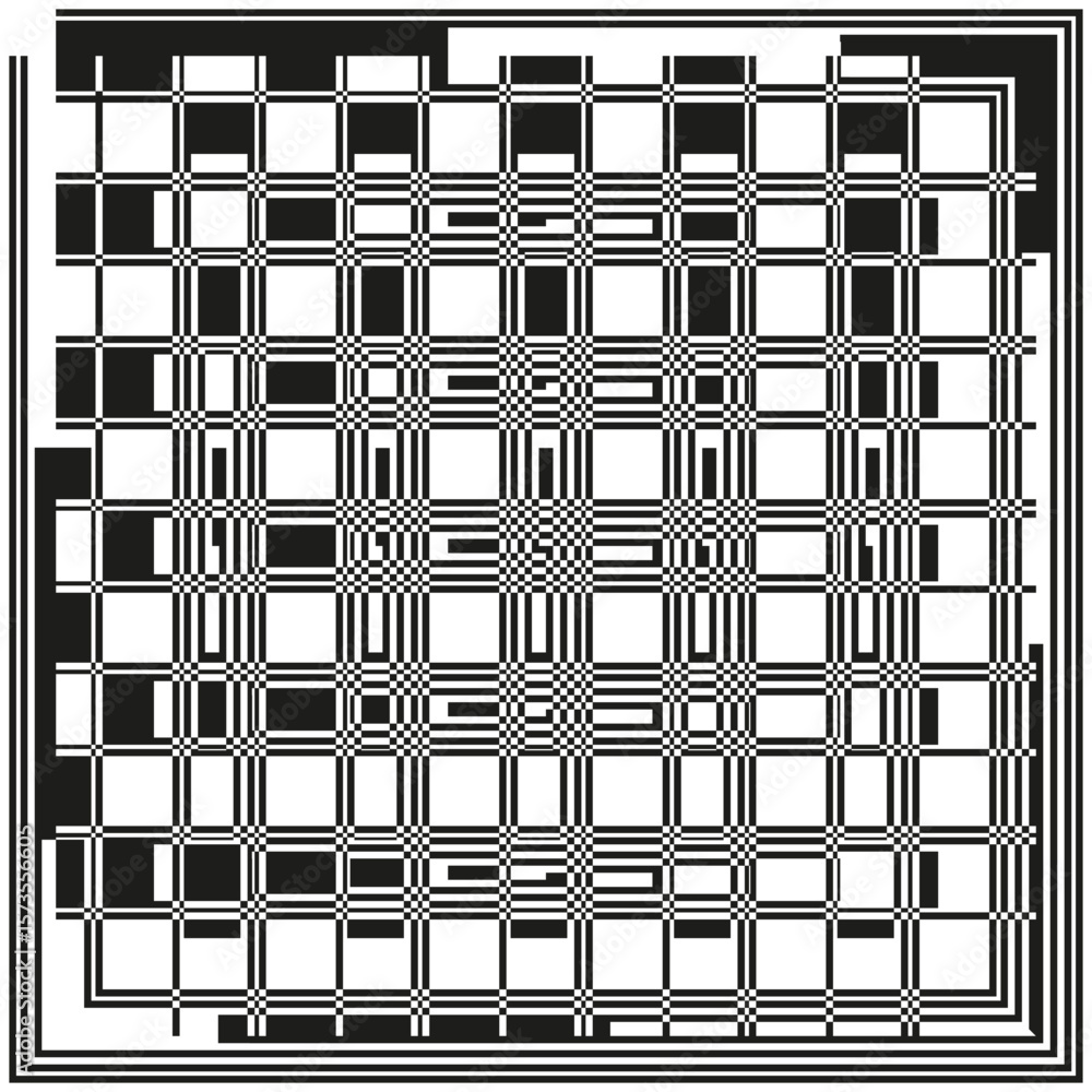 Aufkleber square labyrinth pattern. checkered grid lines. geometric abstract maze. vector optical design.