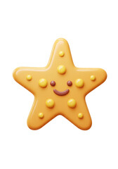 3d Render Smiling Cartoon Starfish Illustration Isolated with Transparent Background