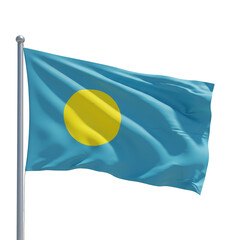 Illustration of Palau National Flag Featuring Blue Field and Yellow Disk