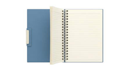 Buku catatan kosong dengan spiral di atas buku agenda biru bersih PNG