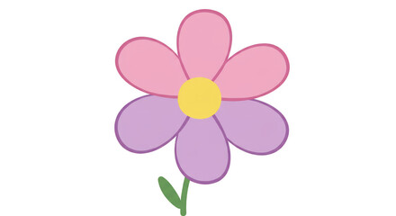 Illustration of Pastel Flower with Pink and Purple Petals on Transparent