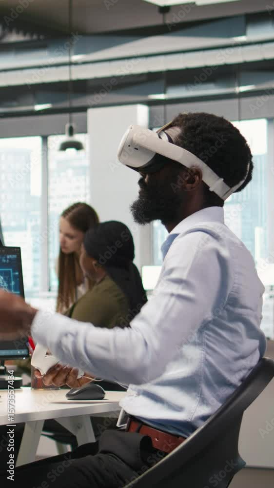 Fototapete vertical video admin using virtual reality tech, automating repetitive tasks with ai scripts. employ