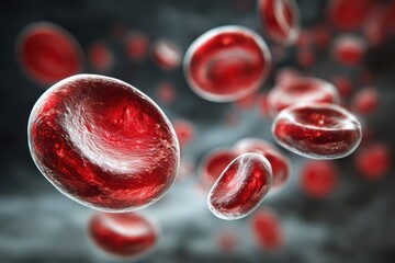 Red blood cell, and erythrocyte, in a blood vessel. Iron in hemoglobin. 3D-Illustration