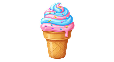 Illustration of Pink and Blue Swirl Ice Cream Cone Dessert Treat Food