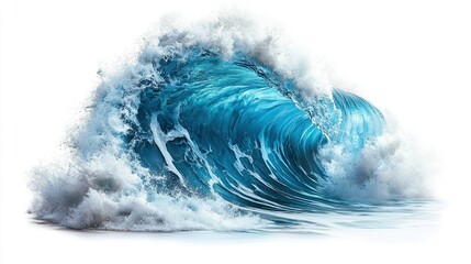 Ocean wave crashing, isolated, white background, power, nature (1)