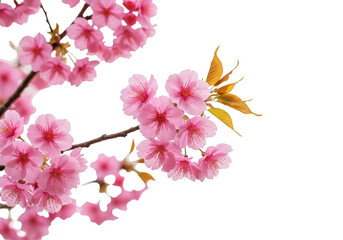 Illustration of Pink Cherry Blossom Branch on Transparent Background