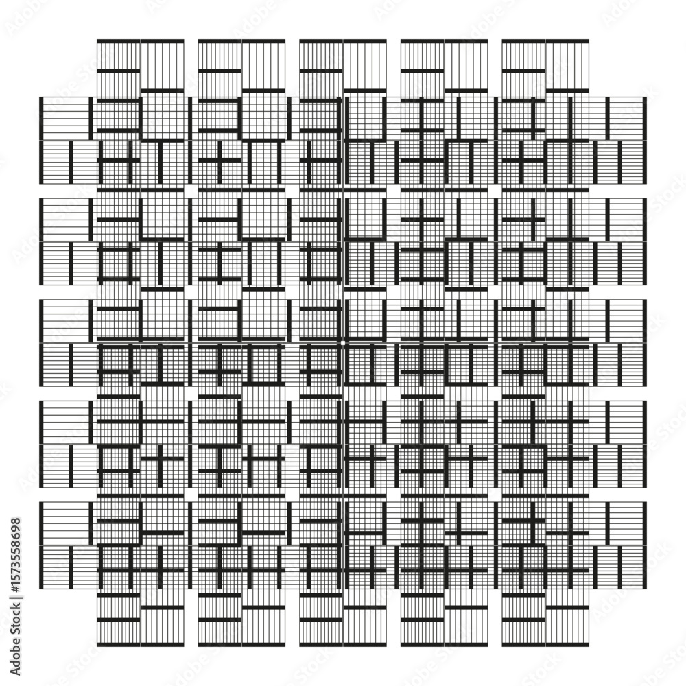 Poster orthogonal grid mosaic. variable porosity distribution. geometric lattice vector. engineering backgr
