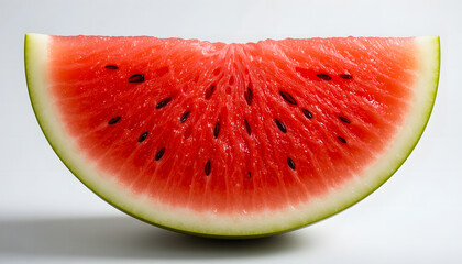 Exquisite full slice of watermelon, highlighting its brilliant red and green colors with striking detail.