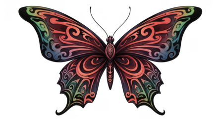 Illustration of Pixel Butterfly with Intricate Wing Patterns on Transparent
