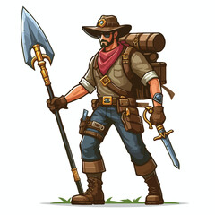 vector full body image of an adventurer