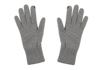 Isolated Illustration Pair of Gray Wool Gloves Winter Warm Clothing