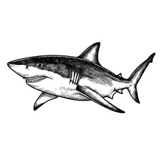 Obraz premium Shark Illustration Sea Animal Predator in Transparent Background Isolated