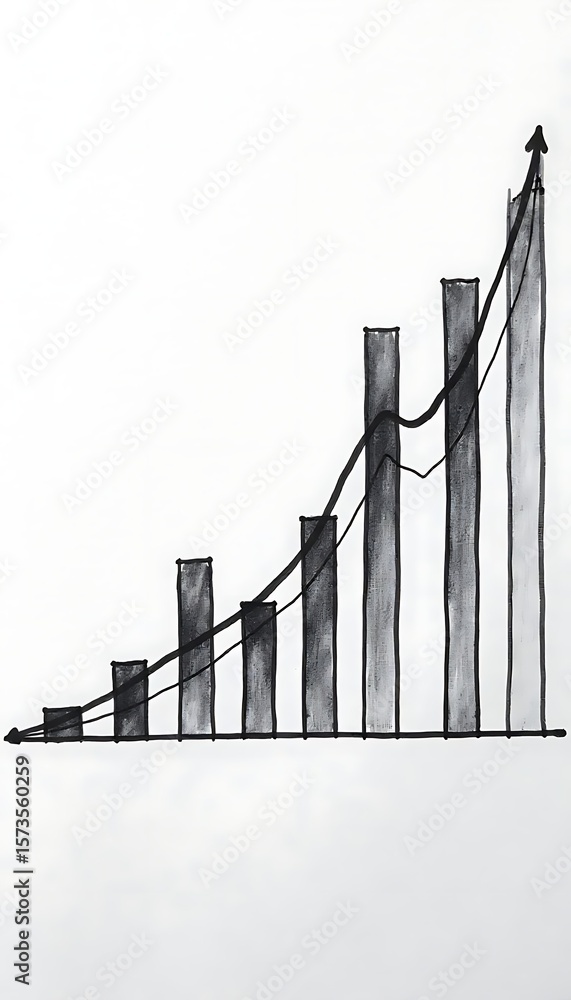 Poster generative ai abstract sketch visualizing business growth trend