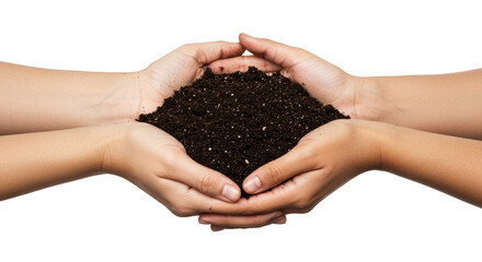 Isolated Image of Pair Hands Soil Nurturing Earth Conservation Transparent